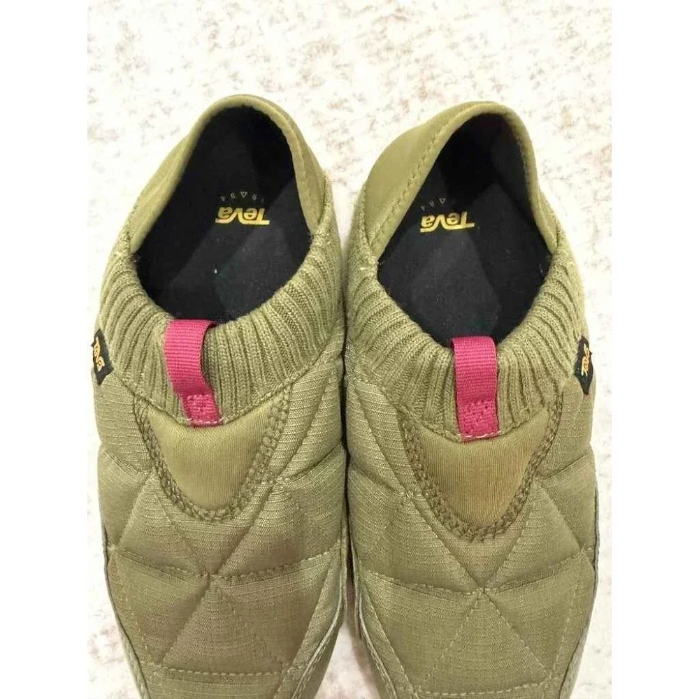 Teva ReEmber Quilted Olive Green Slip On Mocs 8